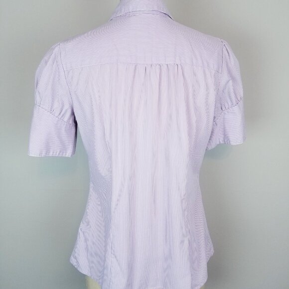 Apt 9 Lavender Pin Striped Button Front Blouse Puff Sleeves Women's Size Medium - Picture 5 of 8